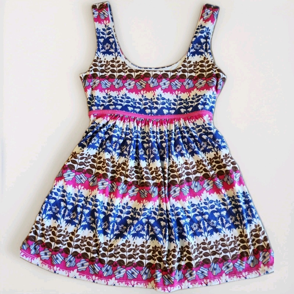 Vintage Y2K Babydoll Cami Tank Top Dress Milkmaid One Clothing Floral Tunic S